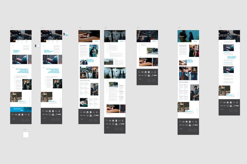 Mock up of website front end. XD project capture.